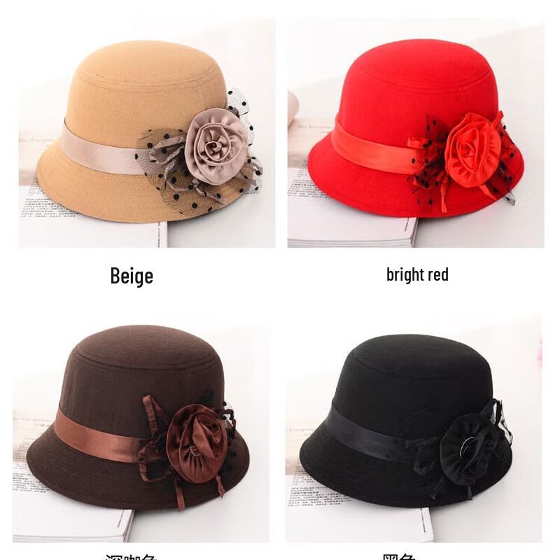 Dámský retro fedora klobouk ze vlněné plsti se širokou krempou ZHENYUEQI