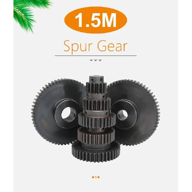 Spur Gear 1.5M-17T/18T Inner Bore 5/6/6.35/8/10/12 mm Teeth Thickness 12 mm Blackening Carbon Steel Metal Gears for Transmission