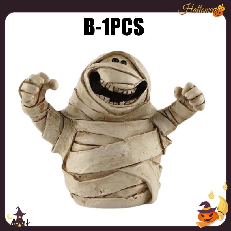 Cartoon Kürbis Geist Harz Handwerk Miniatur Skulptur Niedliche Gruselige Szene Deko Tischschmuck Heimparty Halloween