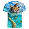 Tigerstreifen T-Shirt Tier 3D-Druck T-Shirt Rundhals Kurzarm Lustiges Bild Outdoor Freizeitkleidung Für Männer T-Shirts