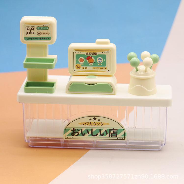 Simulation Mini Supermarket Shopping Mall Doll House Checkout Page Cash Register Lollipop Ornament Model Play House Small Toy