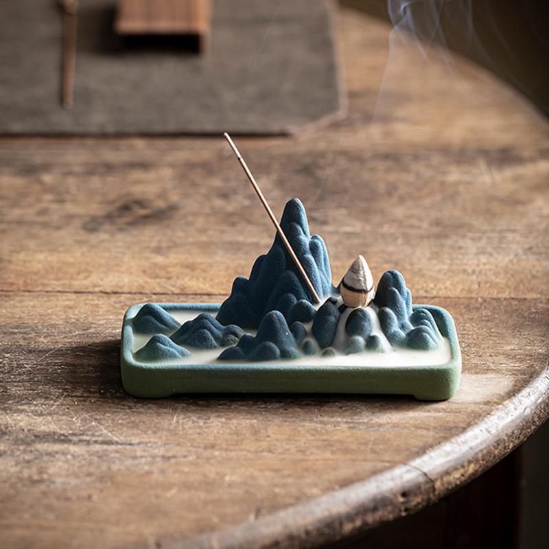 Qianlijiangshan Creative Ceramic Incense Burner Indoor Incense Burner Incense Stick Incense Holder Backflow Incense Burner Ornament