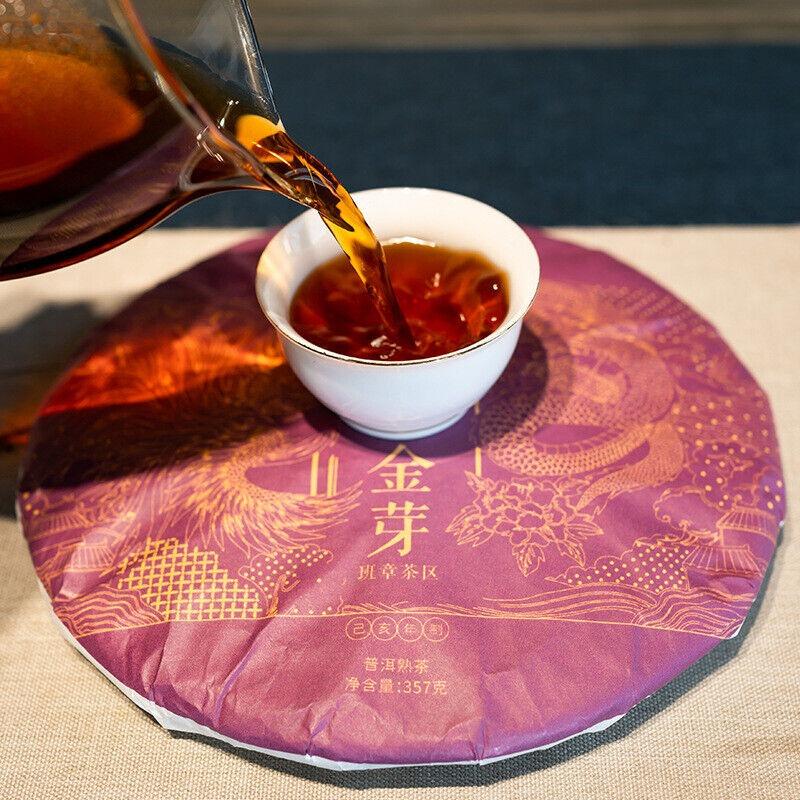 Palace Golden Bud Puerh Zralý čajový dort Yunnan Ancient Tree Tea Cake 357g
