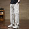 Men's summer thin quick-drying ice silk pants, new loose straight casual tooling trousers