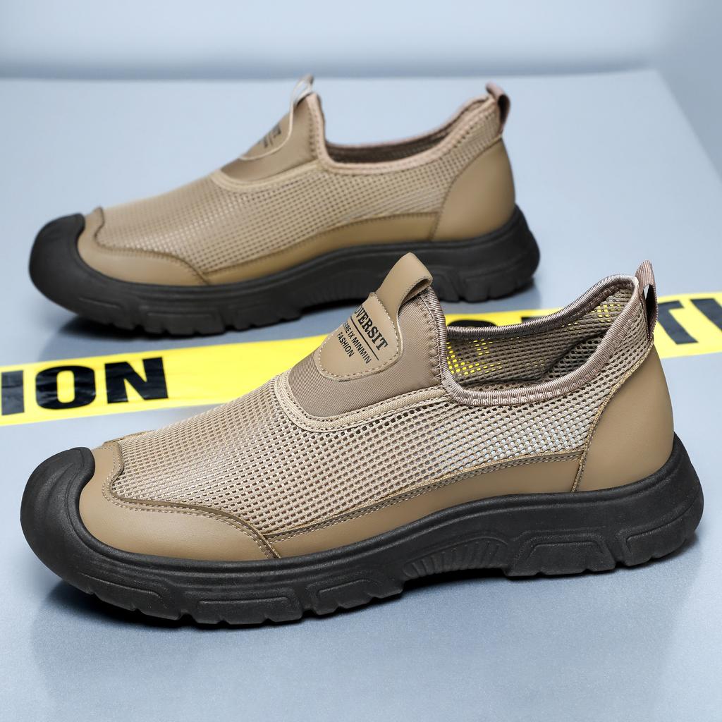 Shoes Men's Shoes Summer New Mesh Breathable Casual Shoes One Pedal Lazy Shoes Lightweight Soft Sole Dad Shoes