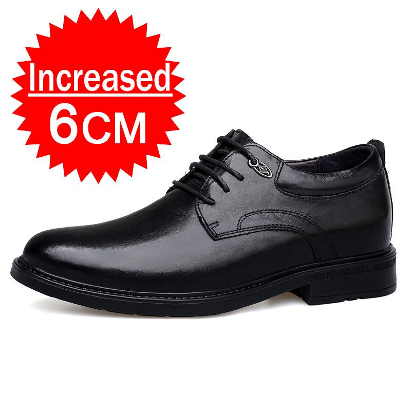 New Men Leather Shoes For Men Business Dress Shoes Invisible Inner Height Increasing Man Shoes 8CM Wedding Shoes Big Size 36-47