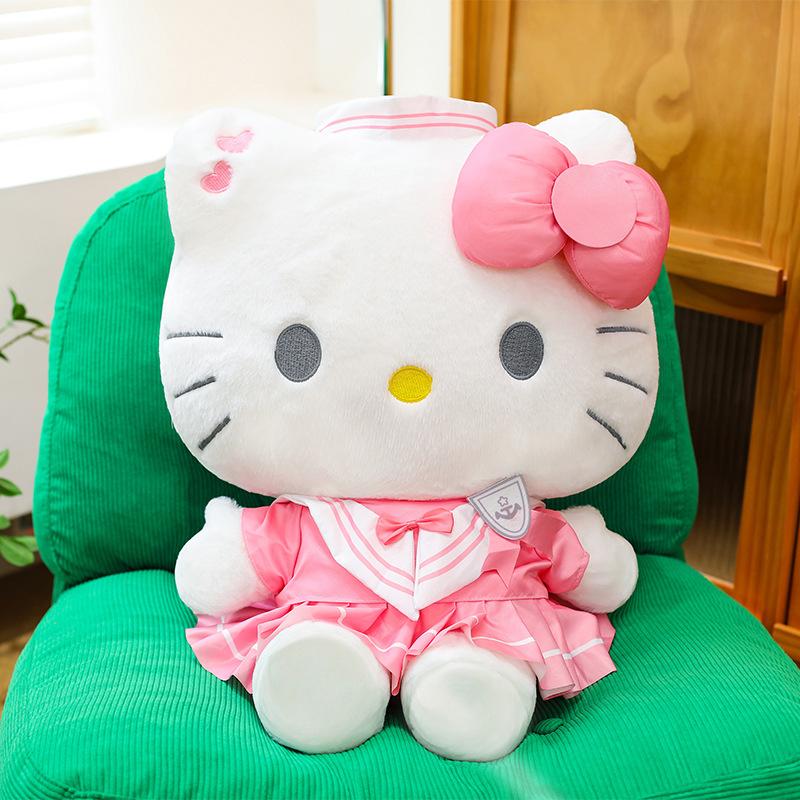 Cute Sailor Suit Cat Plush Toy Bow Kitty Cat Sleeping Pillow Doll Gift