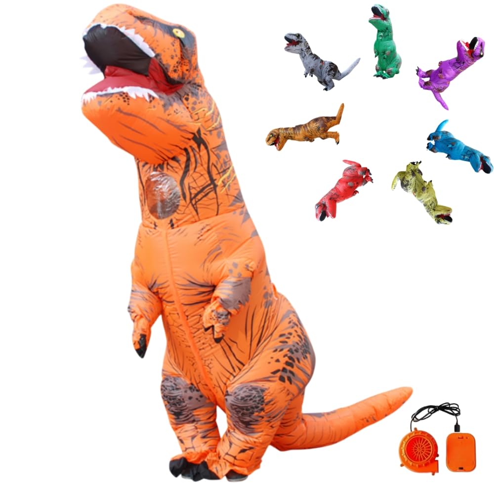 

РЕКУЧЧИ Тираннозавр Рекс Динозавр Надувной Костюм Динозавра для и Идеально подходит для Культурных и Мероприятий Размер Костюм, Хэллоуин, Взрослые, Дети, оранжевый