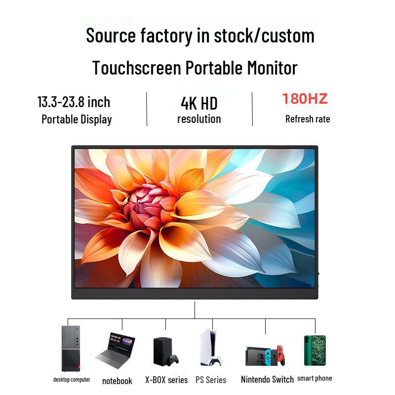 EIMIO 23.8" 4K 180Hz Portable Gaming Monitor with Touchscreen for PS5 Usage