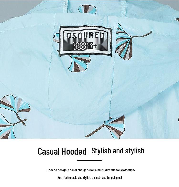 2025 Summer Hooded UV Protection Jacket for Middle-aged and Elderly Women: Loose Fit with Printed Design