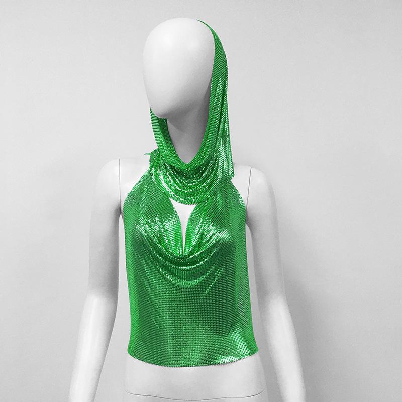 2023 Summer Trendy European & American Women's Hooded Metal Strap Vest – Sexy Hot Girl Sling Top