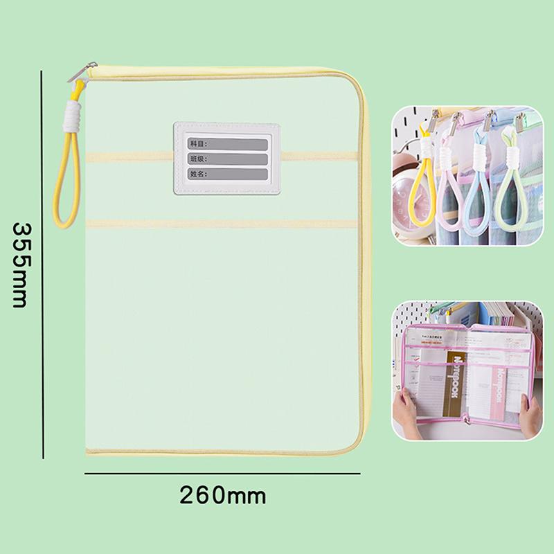 

A4 Stationery Storage Bag Double-Layer Mesh Zipper Bag Large Capacity Organizer Folders School Office Supplies Stationary Bag A3