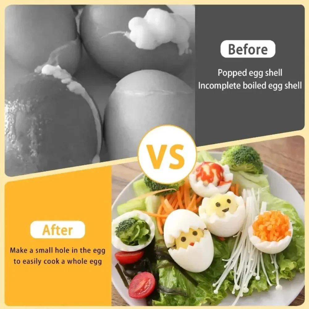 Stainless Steel Egg Piercer with Sturdy Base Prevents Cracking Easy Peeling Egg Pricker for Cooking Steaming Kitchen Gadget