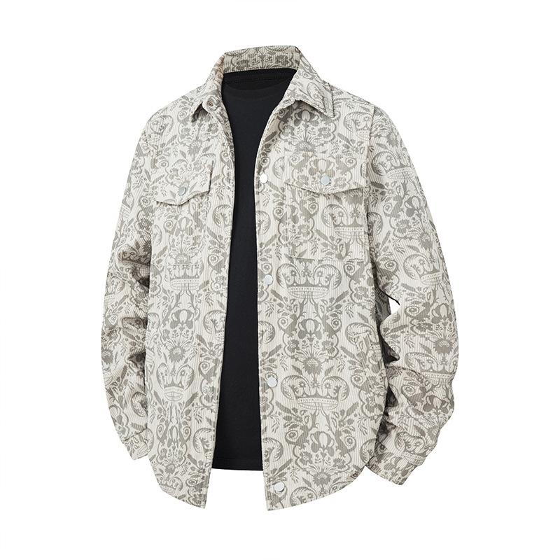 

Куртка мужская весенне-осенняя модная с воротником, с полной печатью, топ свободного кроя в стиле кэжуал XXL