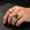 Men’s Retro Punk Titanium Steel Ring with Oval Cat’s Eye Stone