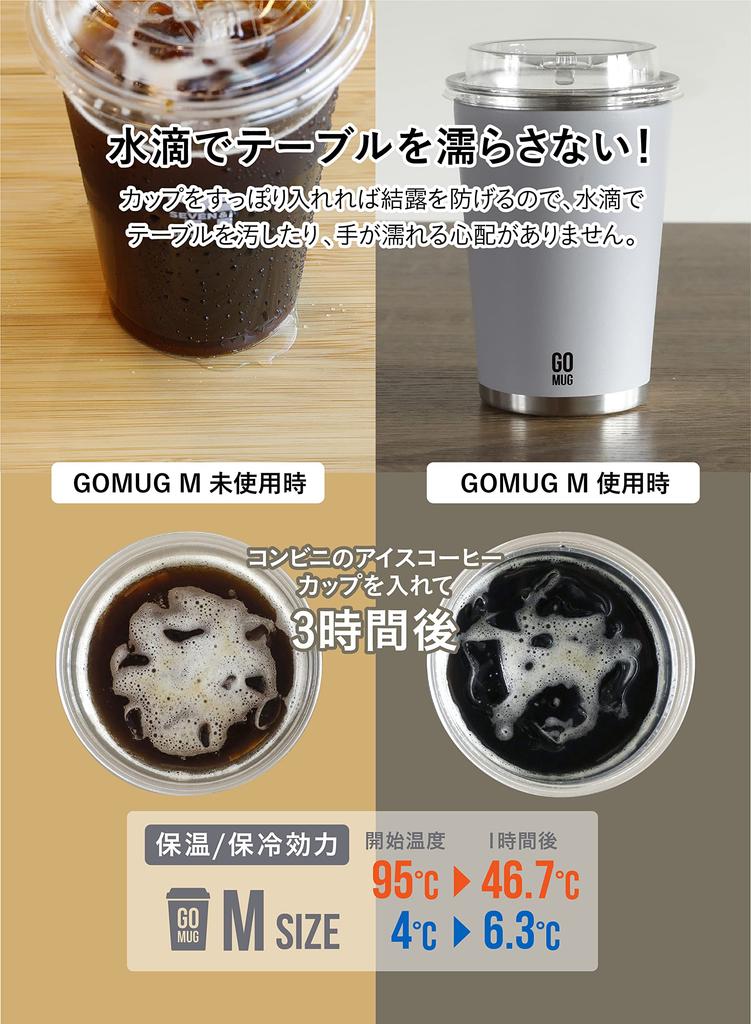 CB JAPAN Light Medium Size Vacuum Convenience Store Coffee CAFE GOMUG Tumbler, Gray, 460ml, [Stainless Steel, Insulated, Double-Layered], Cup,