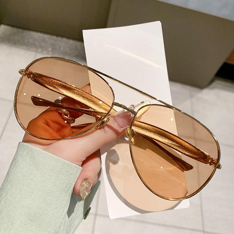 Women's Aviator Oversized Metal Frame Sunglasses, High-end Retro Style, Men's Sunglasses