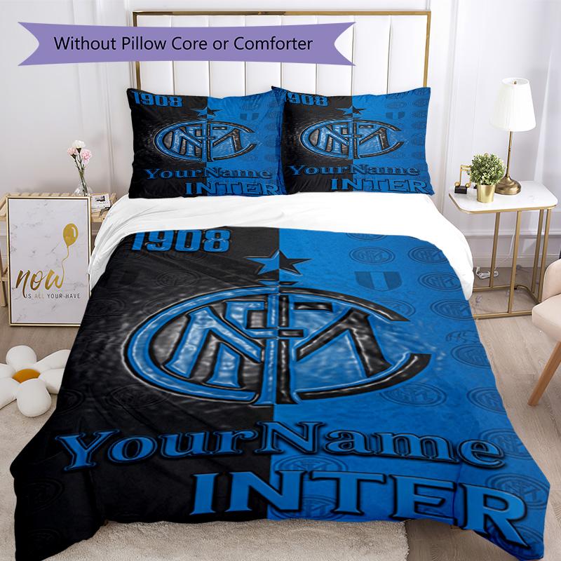 Inter Milan Customize Your Name Bedding Set Breathable Duvet Cover with Pillowcases Home Decoration Birthday Gift