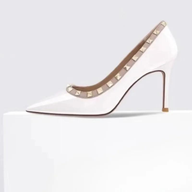2025 New Mixed Colors Slip on Women's High Heels Pointed Toe Rivet Thin Heels Pumps Outdoor Party & Dress Shoes Female