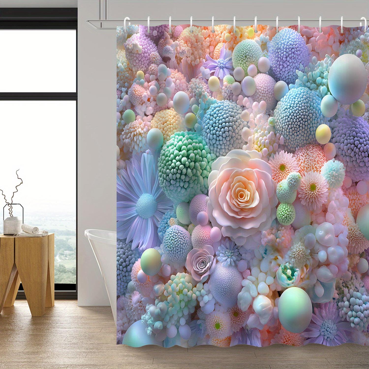 

Colorful 3D Floral Waterproof Shower Curtain, Modern Bathroom Decoration, Stylish And Durable, Very Suitable For Home Use W60H190(CM)-1 Pcs