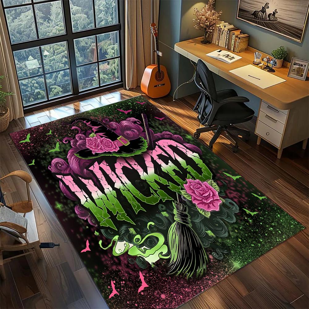 Wicked Witch Green and Black Modern Rug Carpet Large Area Rug Non Slip Washable Floor Mat Gamer Room Bedroom Home Decor