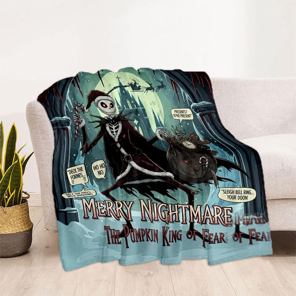 Christmas Nightmare Blanket Durable Comfort Perfect for Couch Picnics Sofa All-Season Use Digital Print Suitable for Gifting Relatives and Friends