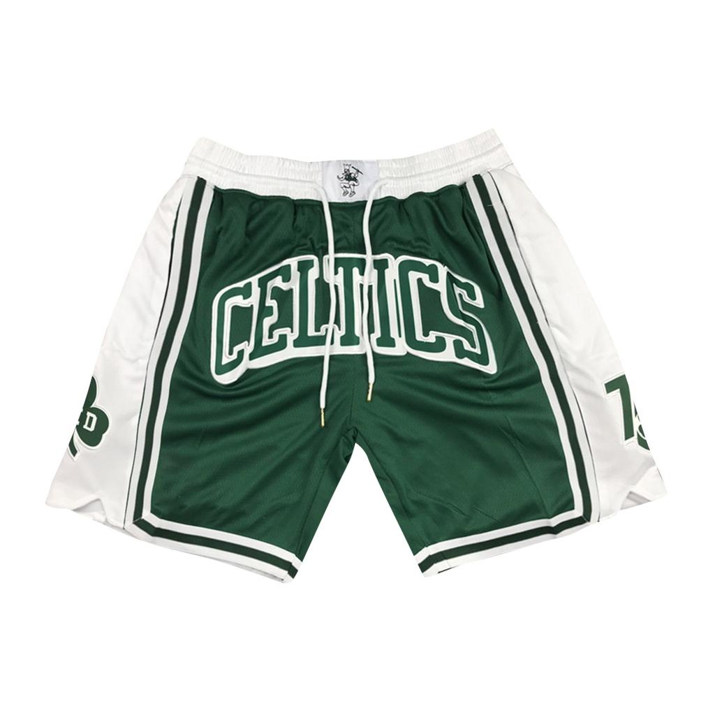 Celtics Retro Embroidered Drawstring Cropped Basketball Shorts Training Shorts