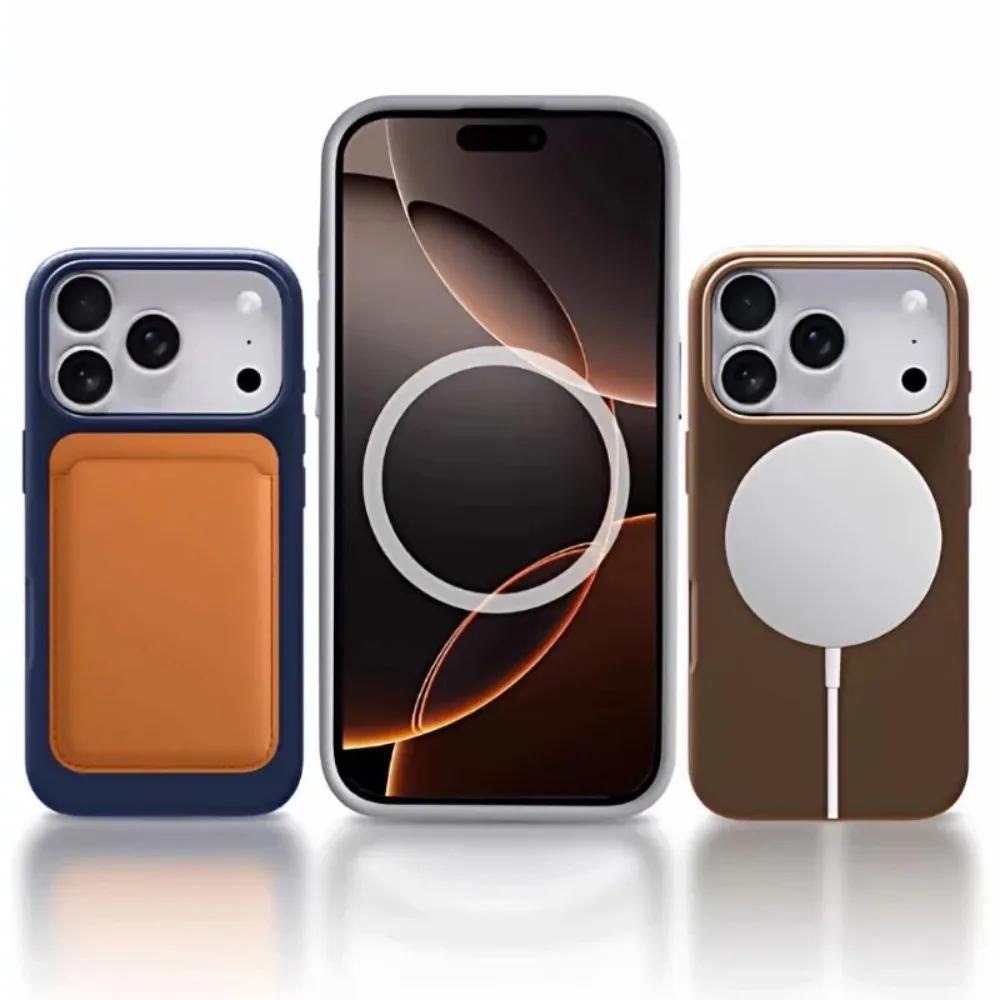 Leather All-inclusive Anti-fall Phone Case for IPhone 17 Pro Max 17 Air 16 15 13 14 Pro Max Invisible Magnetic Wireless Charging Cover