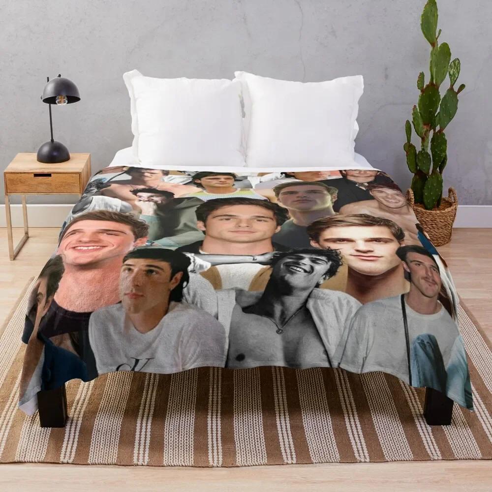 Pandara Jewelry Unisex White Jacob Elordi Photo Collage Throw Blanket Hairys Plaid Decorative Sofa Sofa Blankets