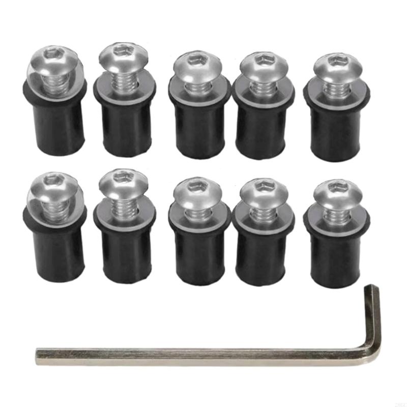28GC 10pcs Aluminum Fastener Motorbike Accessories Universal Motorcycle M5x16mm Windscreen Screw Bolts Easy Installation