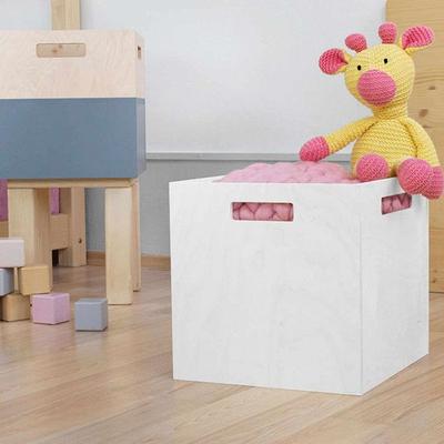 Wooden Storage Box Model 1 - Handles - White - 33 X 33 X 37 Cm