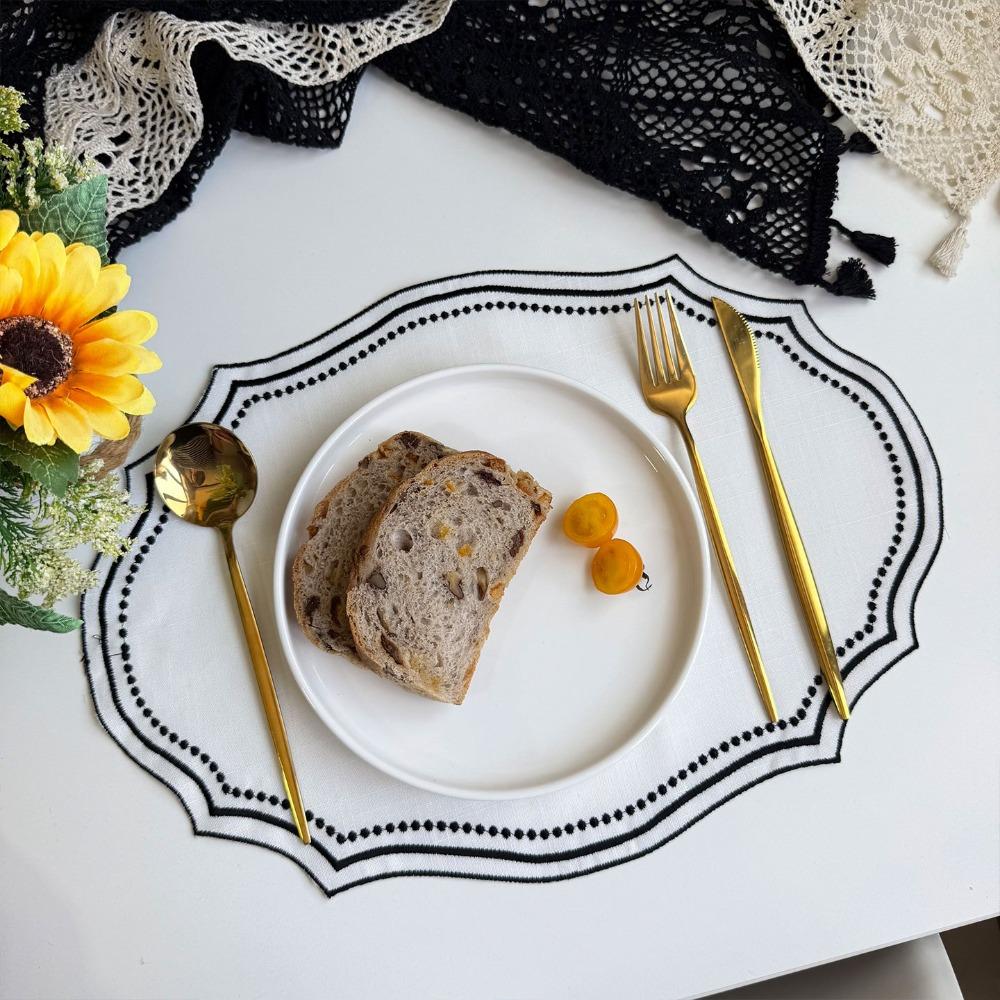 Neues Vintage-Platzset-Servietten Imitation Baumwoll-Leinen Waschbar Dekoratives Tischset Französische Spitze Bestickter Stoff Tisch-Platzset