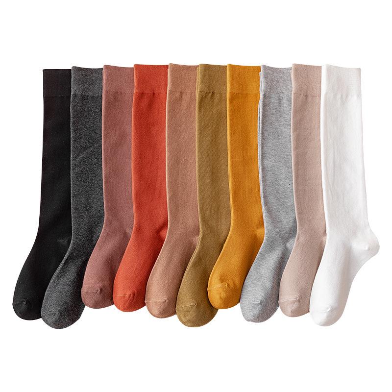 Japanese Style Black & White Cotton JK Uniform Socks: Mid-Calf & Over-the-Knee Styles for Autumn & Winter