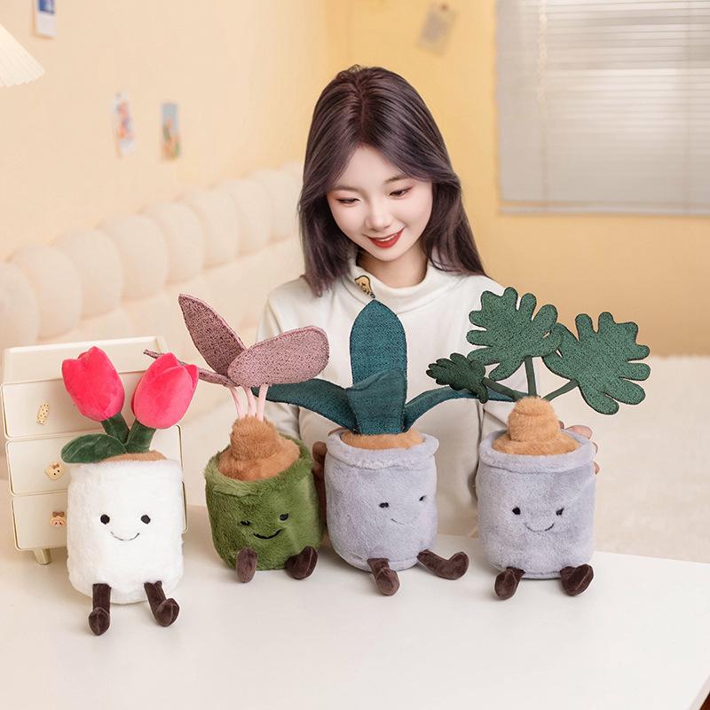 Polaris Green Plush Plant Doll - Colorful Taro Monstera Leaf Desktop Ornament