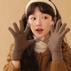 Winter Knitted Wool Gloves For Couples Maillard Thickened Warm Cold-Proof Students Outdoor Cycling Touch Screen