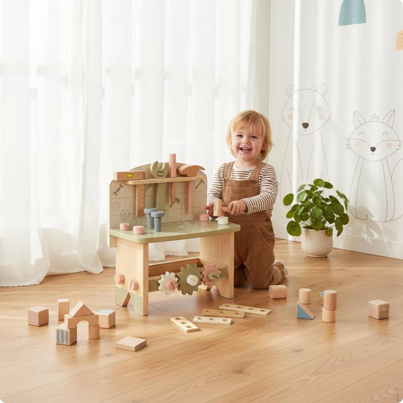 Kids Wooden Workbench Early Learning Children s Toy Educational Tool Bench for
