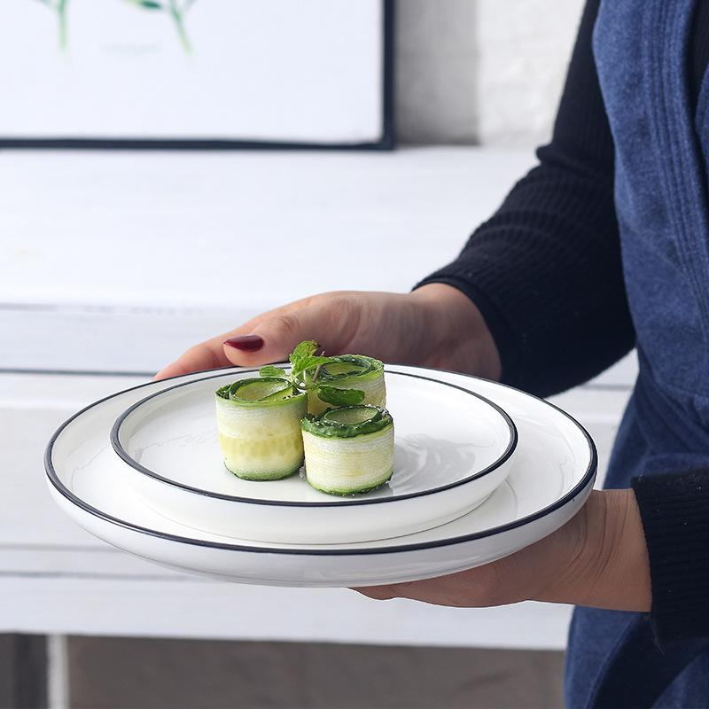 French Steak Plate European Nordic Flat Plate Plate Household Western Plate Set Round Dish Plate Internet Celebrity Tableware Ceramics