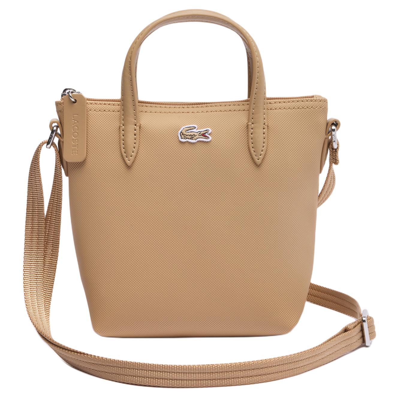 Lacoste Fashionable Versatile PVC Tote Shopping Bag Shoulder Crossbody Handbag Mini Women tote Beige NF2609POC87 Beige
