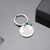 Stainless Steel Keaychain Aunt Appreciation Mothers Day Jewelry Round Pendant Keyring for Aunt Godmother Present