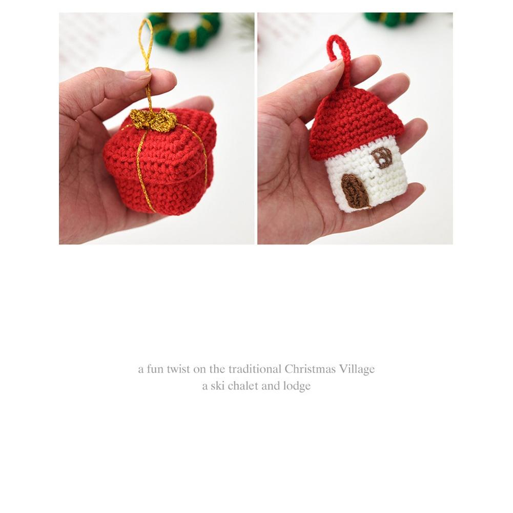 Christmas Yarn Ornaments Mini Tree Decoration Knit Hanging Decorations Holiday Decor Candy Canes  Children's Gifts