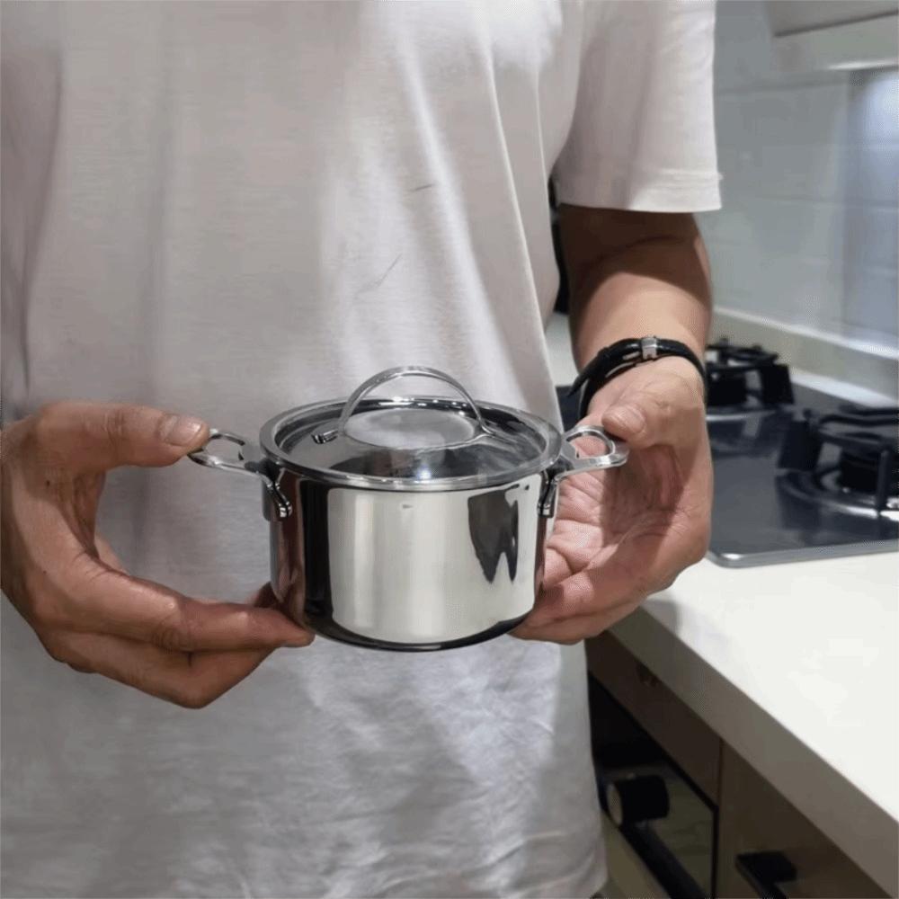 Double Handle Baby Food Pot 10CM Small Cooking Pot Slow Cooker Mini Milk Pot Stove