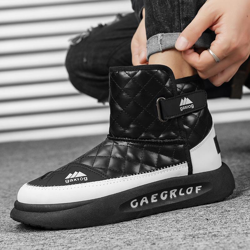 

Мужские зимние ботинки с мехом, утепленные, с флисом, теплые и холодные, высокие хлопковые ботинки, модные большие хлопковые ботинки 44 чёрный