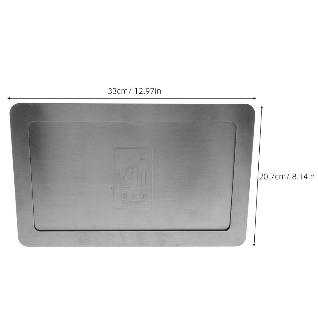 Stainless Steel Embedded Trash Can Lid Side Slot Design for Kitchen Cabinets Pantry Office Bathroom Built-in Countertop Bin