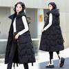 Damen Herbst Winter Kapuzen Ärmelloser Langer Weste Mantel Oberbekleidung Daunenjacke Baumwolle Gepolsterte Parkas Weste