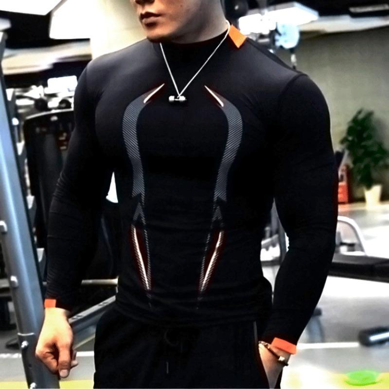 Summer Men's Fitness Training Breathable Short-Sleeve Quick-Dry Shirt Men's Fashionable Long-Sleeve T-Shirt