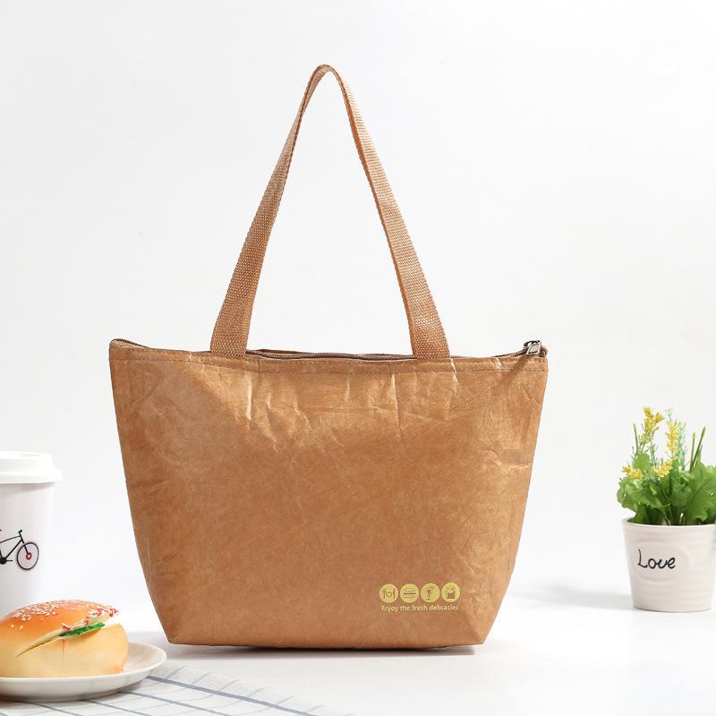 Foldable Reusable Leakproof paper Lunch Food Bag Container Portable Large Capacity Kids Boy Women Thermal Cooler Insulated Kraft