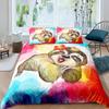 Floral Sloth Cartoon Cute Sloth Duvet Cover Flowers Sloth Animal Cover Kids Boys Girls Gifts Bedding Sets for Bedroom Decortion