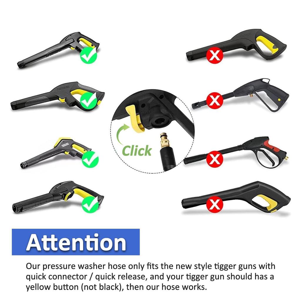 Pressure Washer Replacement Hose Super Flexible Hose 2900 PSI Kink Resistant Hose for Karcher K2-K7 Quick Connector