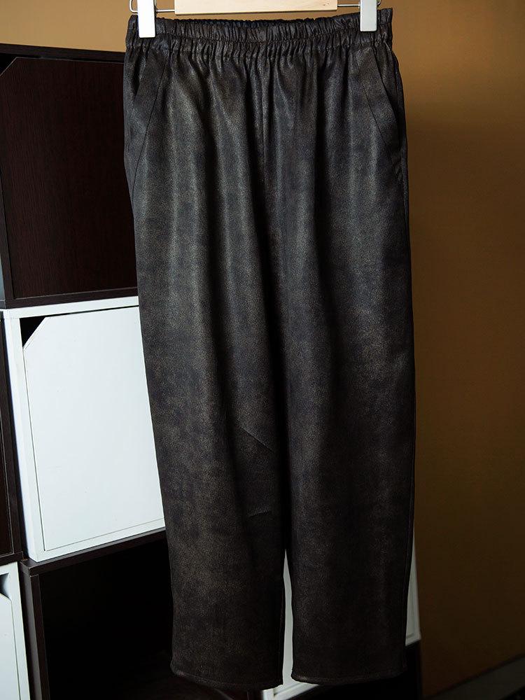 

Укороченные узкие брюки из шелка тутового дерева с золотой отделкой для женщин 2XL