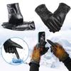 Winter Thermal Warm Leather Windproof Gloves Black Gloves Anti Slip Mittens Touchscreen